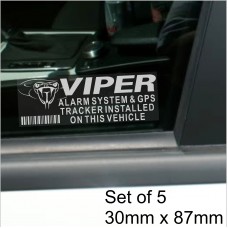 5 x VIPER Alarm and GPS Tracking Device Security WINDOW Stickers 87x30mm-Car,Van Warning Tracker Signs 